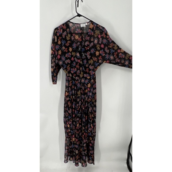 Anthropologie Hd In Paris Verini Sheer Maxi Dress Black Floral Print 2